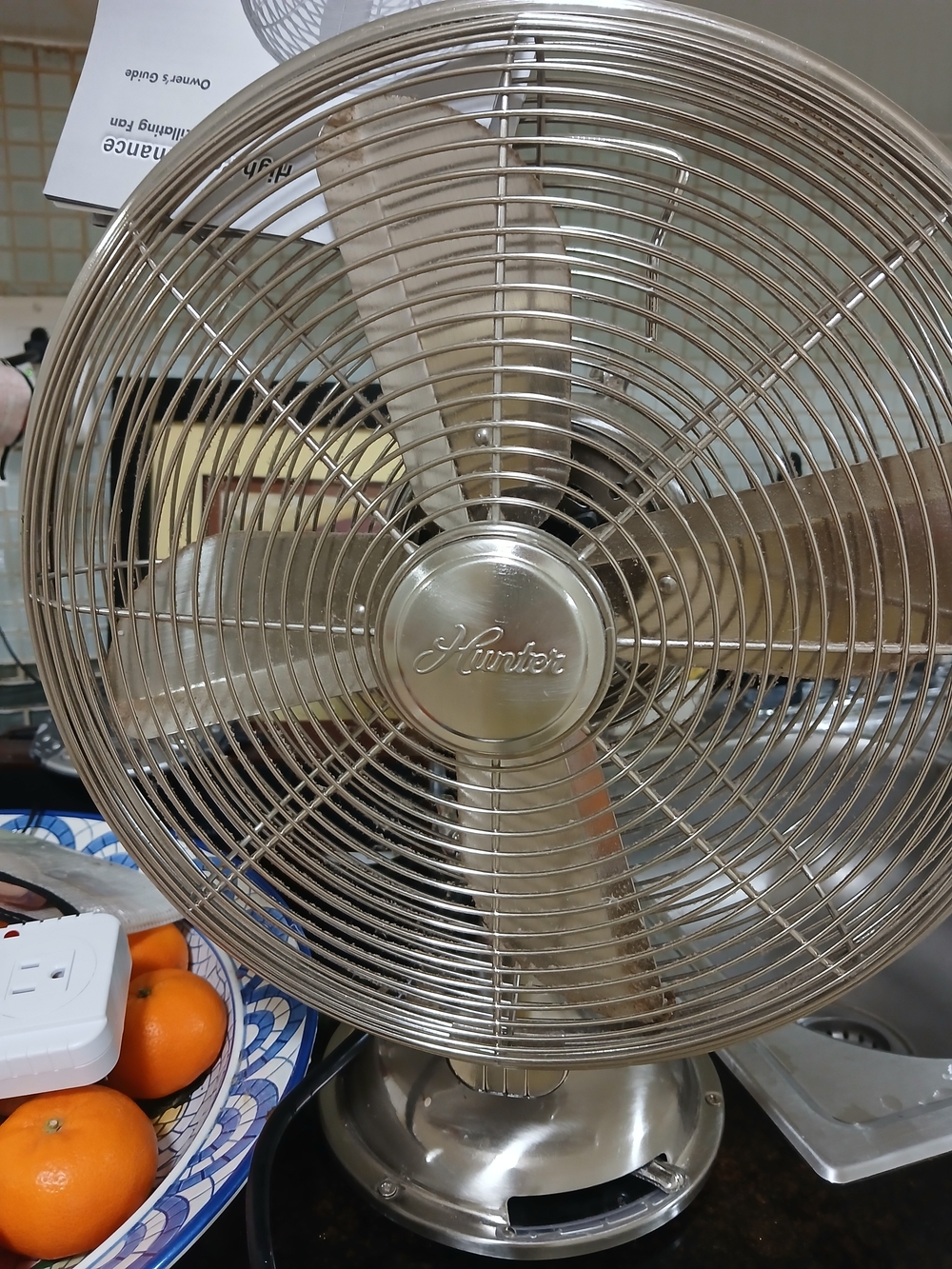 Hunter Brushed Metal Table Fan in Silver